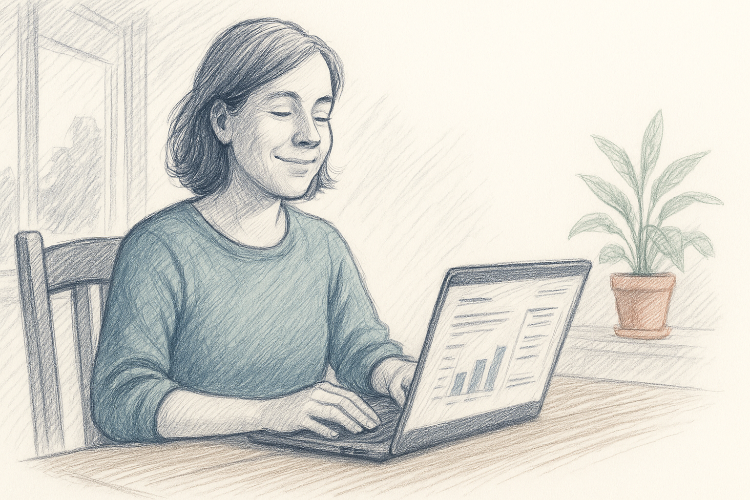 En dansker ser på sin ATP-oversigt på en laptop ved spisebordet.