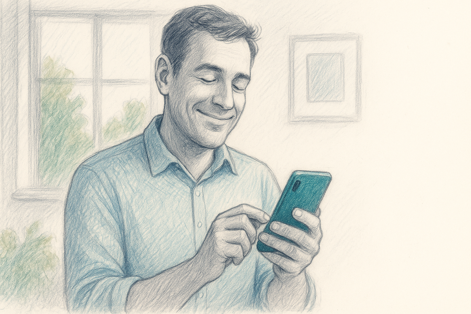 En person tjekker sin pensionsudbetaling på en smartphone med lettelse.