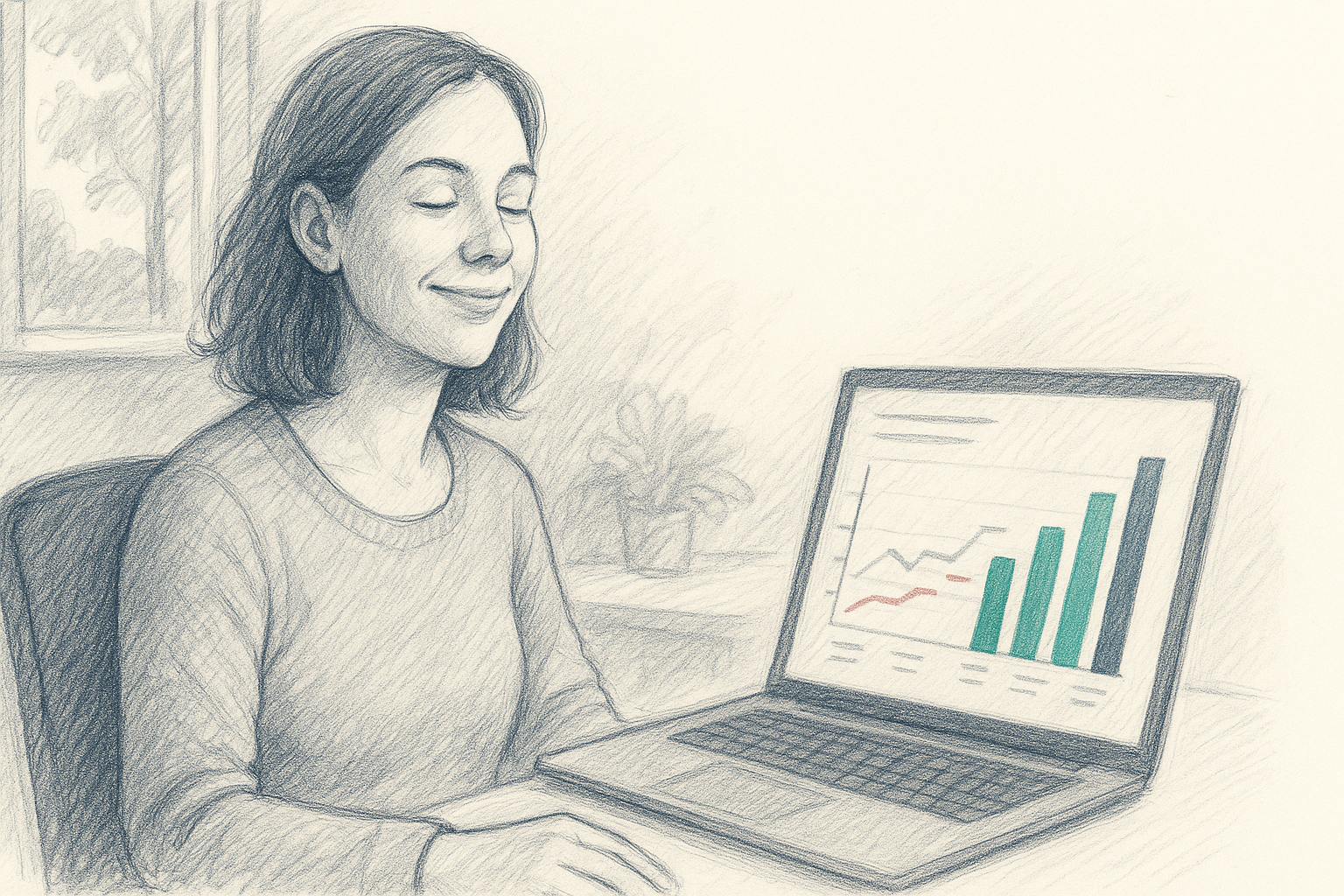 En person sidder ved en computer og sammenligner forskellige privat pensionsopsparingsmuligheder med grafer og tal