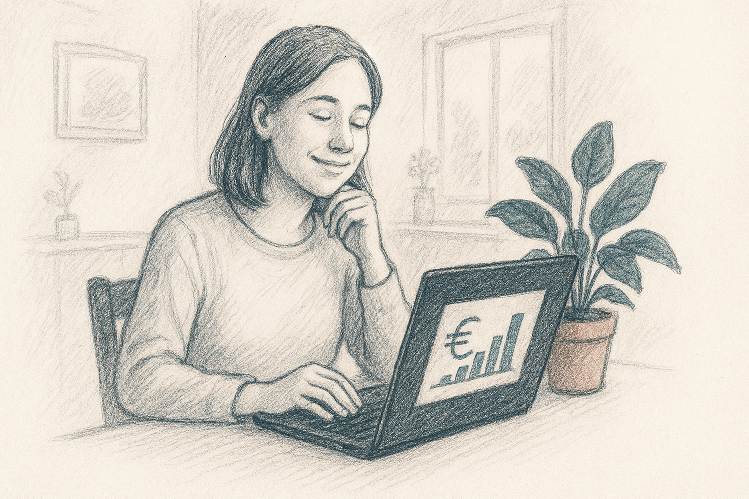 Person analyserer gebyrer i privat pensionsopsparing på en computer